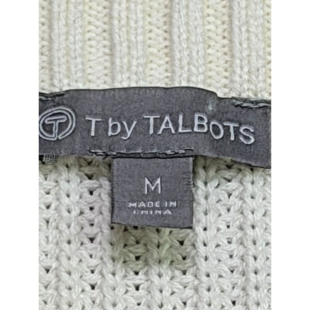 T by Talbots Multi Stripe Crewneck High-Low Sweater Ivory Blue Medium - Picture 5 of 11